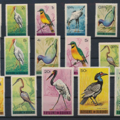BURUNDI-1965-Pasari-Serie de 15 timbre nestampilate MNH conform scan