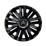 Cumpara ieftin Set 4 capace roti Negre Cu Inel Cromat Royal R16 pentru gama auto Citroen, Autohelix MSA
