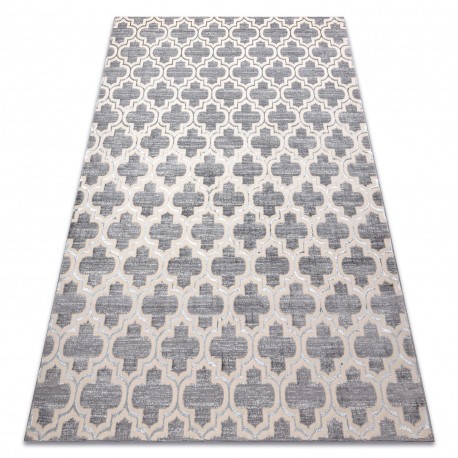 Covor CORE W6764 marocani Trellis - structural, două niveluri de l&acirc;nă, gri / cremă, 80x150 cm