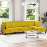 vidaXL Set de mobilier pentru living cu pernă 5 pcs Galben Catifea 3413761