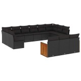 Cumpara ieftin Set mobilier de gradina cu perne, 13 piese, negru, poliratan