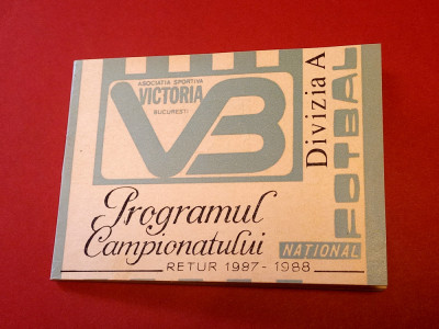 Agenda-Program Fotbal - VICTORIA BUCURESTI (Returul Diviziei A 1987/1988) foto
