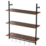 Raft metalic cu 3 x polite incluse din lemn, Vivatechnix Industrial, 800 x 245 x 965 mm