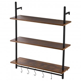 Raft metalic cu 3 x polite incluse din lemn, Vivatechnix Industrial, 800 x 245 x 965 mm foto