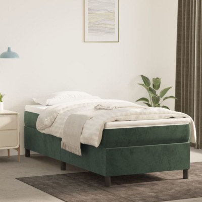 vidaXL Cadru de pat box spring, verde &amp;icirc;nchis, 100x200 cm, catifea foto