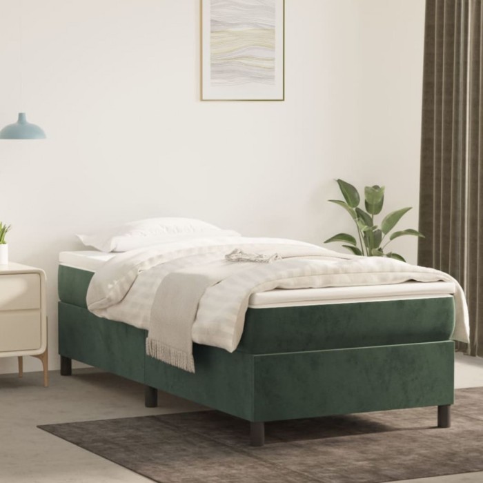vidaXL Cadru de pat box spring, verde &icirc;nchis, 100x200 cm, catifea
