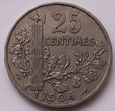 Franta, 25 Centimes 1904 foto