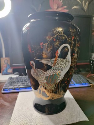 Vas vintage ceramica cu berze foto