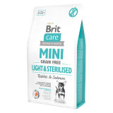 Brit Care Mini Light &amp; Sterilised, XS-S, Iepure, hrană uscată fară cereale c&acirc;ini sterilizați, 2kg