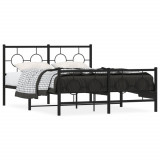VidaXL Cadru pat metalic cu tăblie de cap/picioare, negru, 135x190 cm