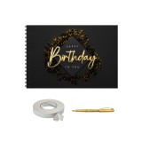 Album foto / GuestBook/ Scrapbooking pentru aniversare, La multi ani, pagini negre, A4 landscape, 25 pagini, universal, accesoriu nunta