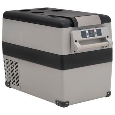 vidaXL Ladă frigorifică cu m&amp;acirc;ner, negru și gri, 35 L, PP și PE foto