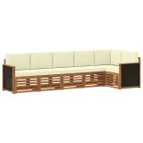vidaXL Set canapea sectională cu pernă 5 pcs Natural și Crem 3384401