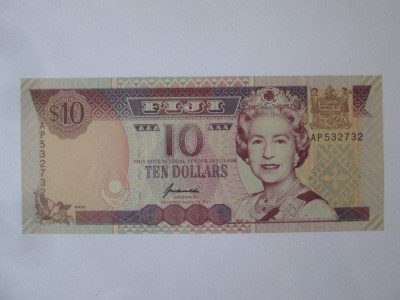 Fiji 10 Dollars 1996 UNC,bancnota din imagini foto