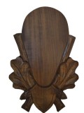 Panoplie Caprior Sculptata Lemn Maro Inchis 19x28.5cm Trofeu Vanatoare