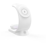 Incarcator Wireless 3 in 1 cu Lumini RGB VENTLEX, Tip statie de Incarcare Telefon, Ceas si casti, Fast Charge 15W, Magsafe, Alb