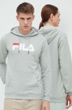 Fila bluza culoarea verde, cu glugă, cu imprimeu