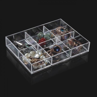 Organizator Bijuterii Acrilic, Model 6 Compartimente, Culoare Transparent, Dimensiuni 15x11x25cm foto