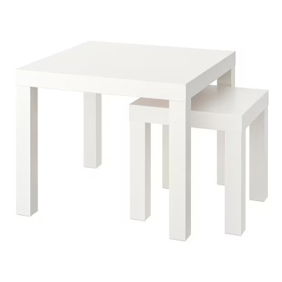 Set 2 mese pentru cafea, inaltime 35/45 cm, Alb foto