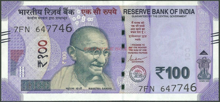 INDIA █ bancnota █ 100 Rupees █ 2019 █ P-112 █ UNC █ necirculata