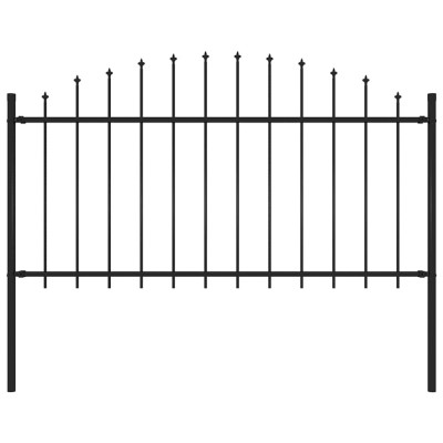 vidaXL Gard de grădină cu v&amp;acirc;rf suliță, negru, (1,25-1,5) x 1,7 m, oțel foto