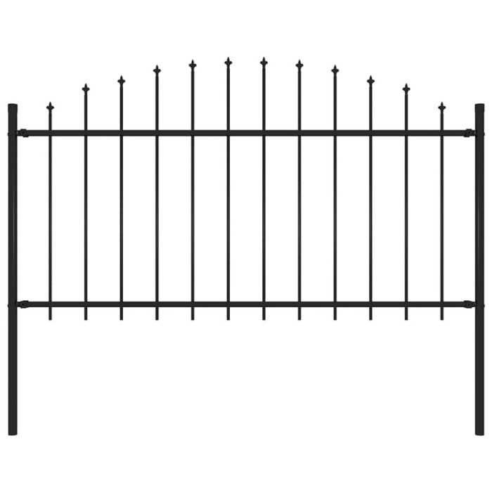 vidaXL Gard de grădină cu v&acirc;rf suliță, negru, (1,25-1,5) x 1,7 m, oțel