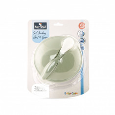 Set castron cu ventuza capac si lingurita Mint Green