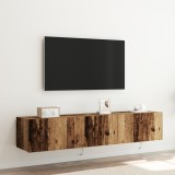 vidaXL Dulapuri de perete LED-uri, 2 buc. lemn vechi, 80x35x31 cm
