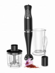 Blender de mana Heinner HB-602PBK, putere: 600W, set complet de accesorii: tocator, tel si recipient foto