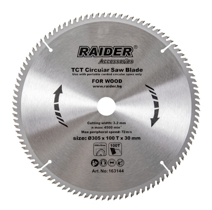 Disc circular pentru lemn 305x100x30mm, Raider 163144