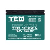 Acumulator TED Electric, AGM VRLA 12V 65Ah Deep Cycle Dimensiuni 224 x 150 x 175 mm Pentru Vehicule Electrice M6 - X00003287