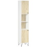 Kleankin Dulap &Icirc;nalt Baie, 2 Rafturi Deschise, 2 Dulapuri, Design Modern, Natural/Alb | Aosom Romania