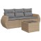 Set canapele de gradina, 4 piese, cu perne, bej, poliratan