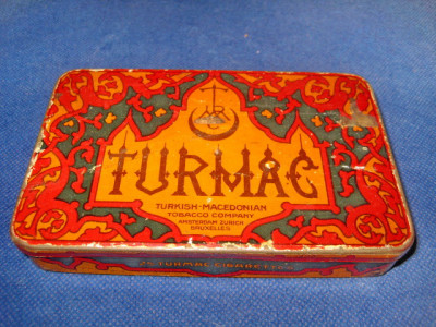 4310-Turkish Tutun Cutie veche metalica perioada interbelica. foto