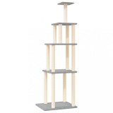 Cumpara ieftin Ansamblu pisici, stalpi din funie sisal, gri deschis, 183 cm