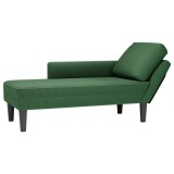 vidaXL Șezlong cu pernă, țesătură verde &icirc;nchis din velur 4009820