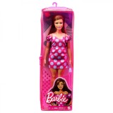 Papusa Barbie Fashionista Satena Cu Rochie Roz Cu Buline, BARBIE - Fashionistas
