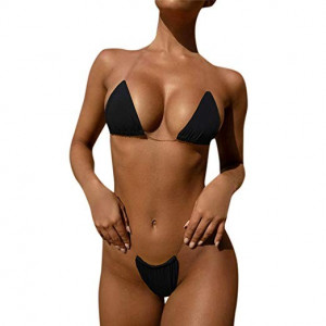 Costum de Baie Brazilian Sexy Bralet Brazilian Bikini Sutien Transparent  Straps, Alb, Galben, Negru, Rosu, L, M, S | Okazii.ro