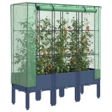 vidaXL Strat &icirc;nălțat cu husă de seră, aspect ratan, 120x40x140 cm 4015834