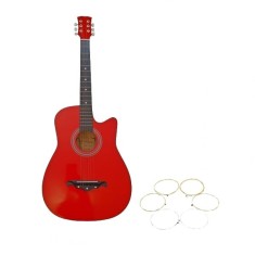 Chitara clasica din lemn DEPOX&reg;, set de corzi incluse, 95 cm, rosie