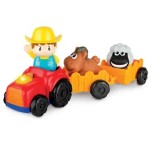 Cumpara ieftin Tractor muzical Winfun cu 2 remorci si 2 animale din cauciuc