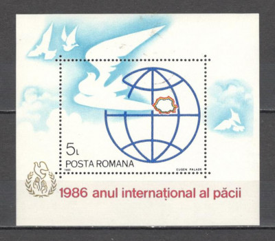 Romania.1986 Anul international al pacii-Bl. ZR.785 foto