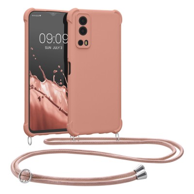 Bumper kwmobile pentru Vivo Y72 5G/Y52 5G, Silicon, Roz, 59899.154 foto