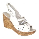 Sandale dama din piele naturala cu platforme de 8.5 cm Alb Floral BVS46XAF