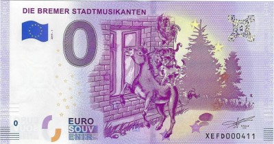 !!! 0 EURO SOUVENIR - GERMANIA , MUZICANTII DIN BREMEN - 2019.1 - UNC / SERIA BASME // NU TRIMIT PRIN CURIER foto