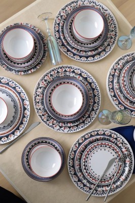 Keramika Set de vesela - Keraart Ethnic - 24 bucăți - 6 persoane - Stoneware foto