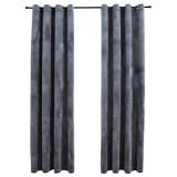 Cumpara ieftin Draperii opace cu inele, 2 buc., antracit, 140x225 cm, catifea