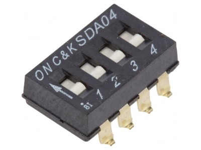 Comutator DIP-SWITCH 4 Secțiuni ON-OFF 0.025A 24VDC foto