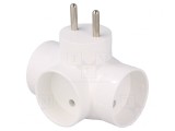 Conector Alimentare AC Spliter Alb 2P 3x Soclu