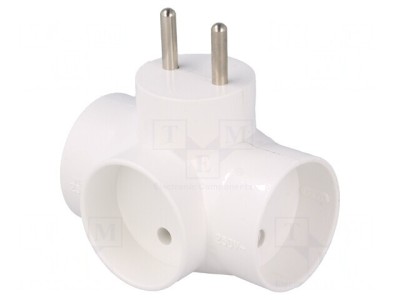 Conector Alimentare AC Spliter Alb 2P 3x Soclu foto